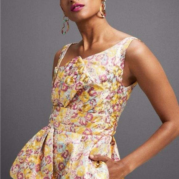 NWT! Zac Posen gold brocade dress with bow 4 - Picture 3 of 11